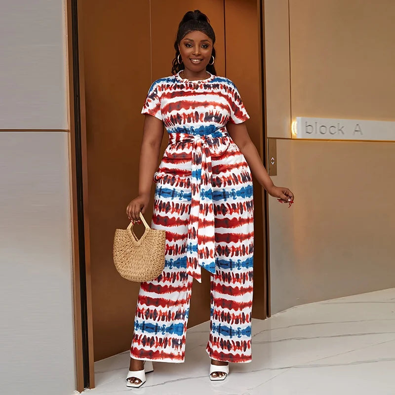 Wholesale Printed Straps Fashion Casual Two-piece Plus Size Fashion Women's Suit New Style