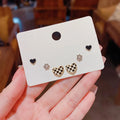 3Pairs/set Small Ear Stud Jewelry Luxury 925 Silver Needle Real Gold Plated Micro Inlaid Zircon CZ Heart Stud Wedding Jewelry