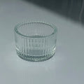 Empty Wide Unique Design Candle Holder Vertical Striped Home Decoration Candle Container Amber Blue Pink clear Candle Jar