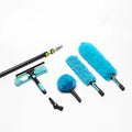 Professional High Reach 12-24ft Telescopic Aluminum Pole Window Cleaning Tools with Microfiber Washer Squeegee for Ceiling