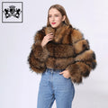 New Fashion Women Winter Natural Raccoon Fur Short Cropped Real Fur Jacket