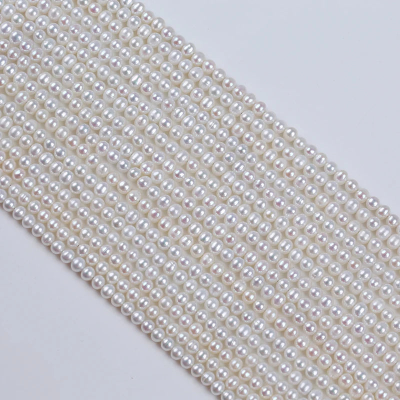 Natural Pearls Wholesaler 4-4.5mm White Round Freshwater Pearl Strands for Sale