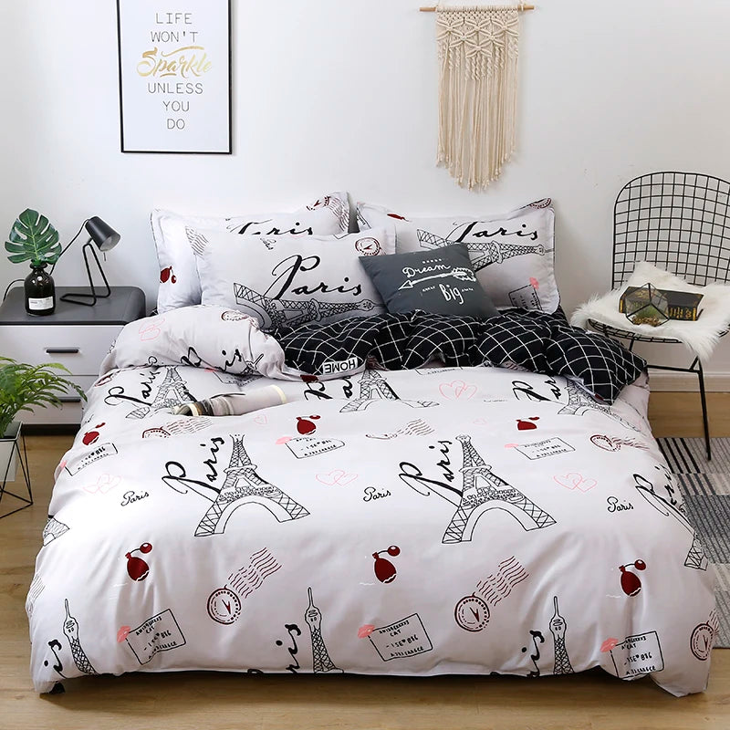 Wholesale 100% Polyester Brushed Printed Fashion Duvets and Bed Sheet Set