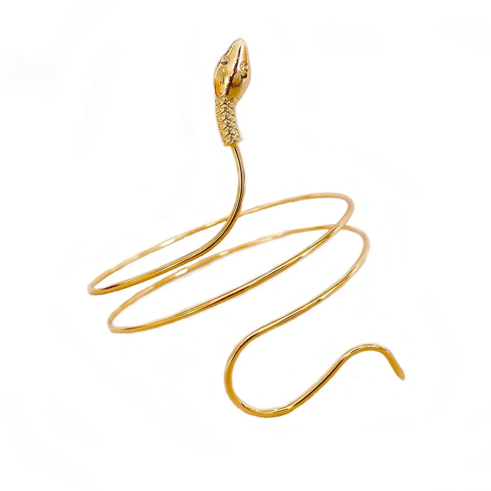 Metal Snake Armband Swirl Snake Upper Arm Cuff Armlet Bangle Bracelet Egyptian Costume Accessory for Women Gold