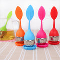 Kitchen Silicone Loose Leaf Shape Handle Stainless Steel Tea Infuser Strainer Food Grade Silicone Handle Tea Strainers
