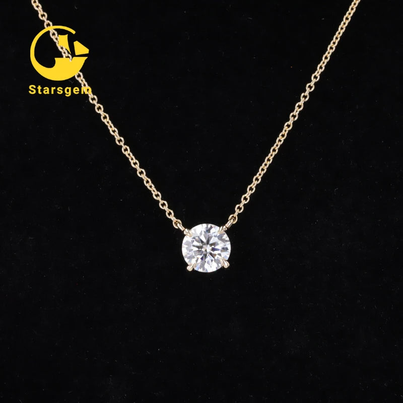 Fashion 4 Prongs Moissanite Stone Necklace 5mm 6.5mm Lab Grown Diamond Jewelry Group Order
