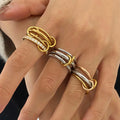 New Arrival Fashion Geometric 18K Gold Plated Stainless Steel Stacking Open Ring for Girls