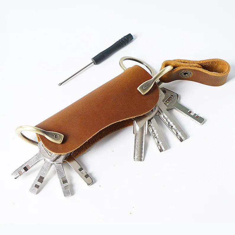 Men's Genuine Leather Protective Case Women's Small and Simple Door Lock Car Household Key Wallet Car Key Bag