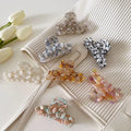 Fashion Elegant Women Summer Big 3D Engrave Floral Acetate Rhinestone Hair Claws Clip Flower Luxury Hair Claw for Thick Hair