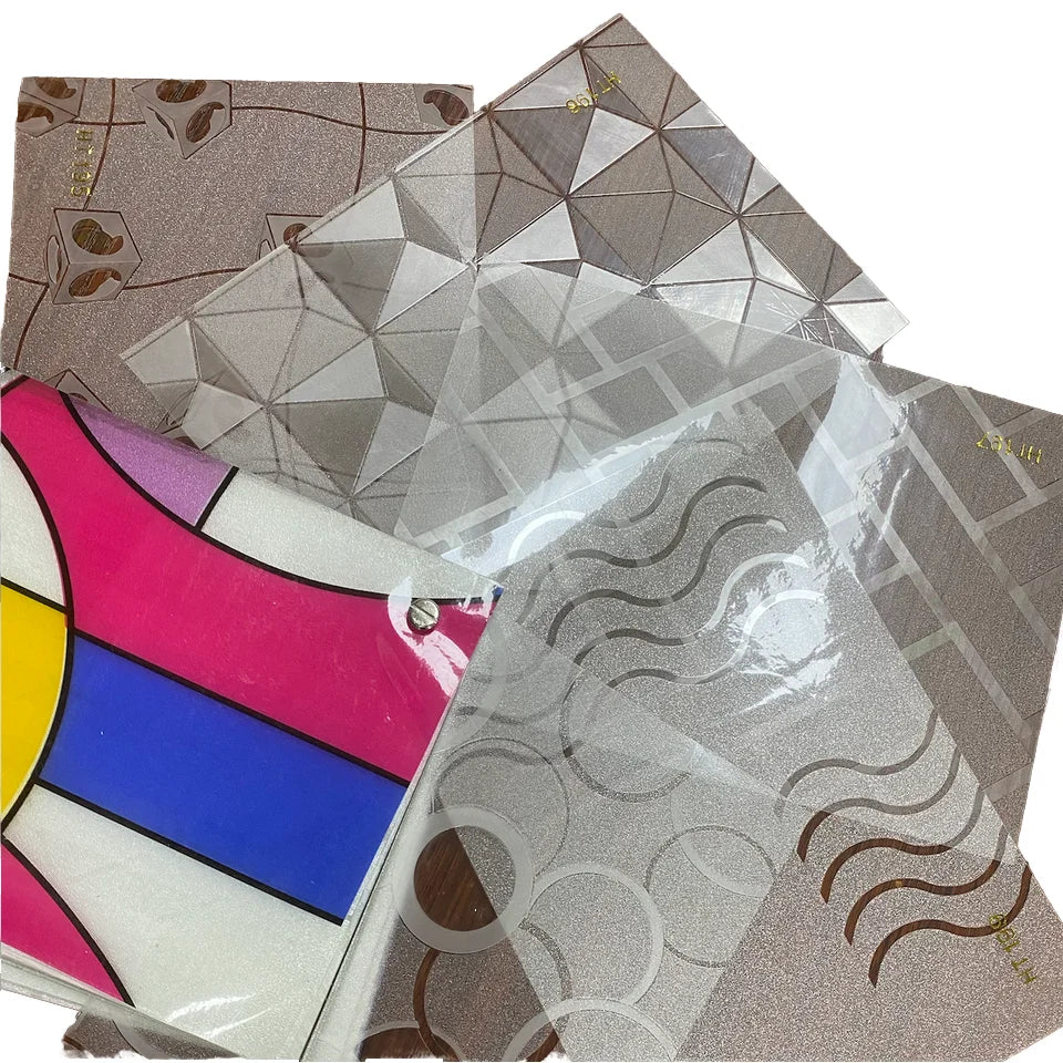 Modern Self-Adhesive Frosted Window Film PVC and Paper Print Stripe Glitter Decorative Window Covering