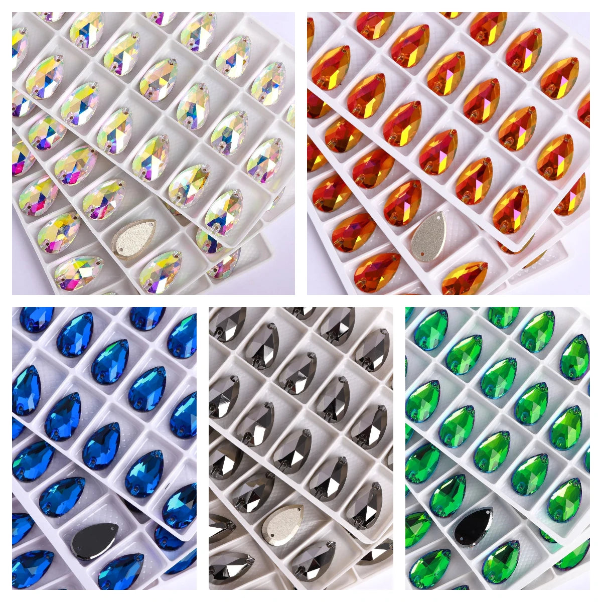 QIYI AB Colorful Ready to Ship Wholesale Grade AAAAAA Fashion Style Luxury Drop Sew-on Stone for Decorate Garments Party Shoes