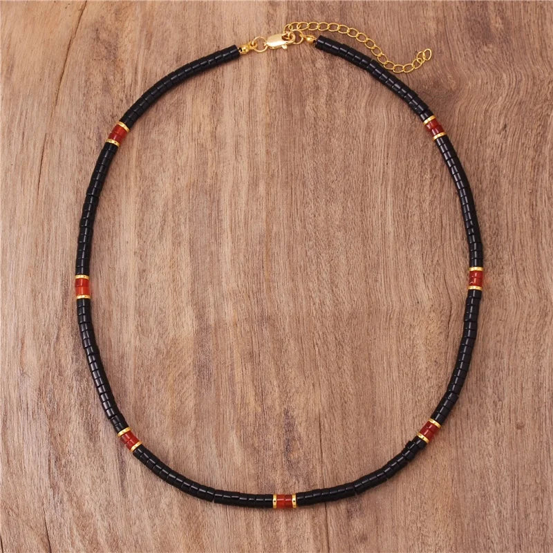 New Small Natural Stone Multi Colors Stacking Beaded Choker Necklace Yoga Minimalist Short Necklace Gift Jewelry Dropshipping