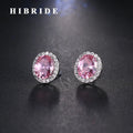 HIBRIDE Brincos 8 Colors Women Stud Earrings Pink Cubic Zircon Women Wedding Engagement Earring Fashion Jewelry E-403