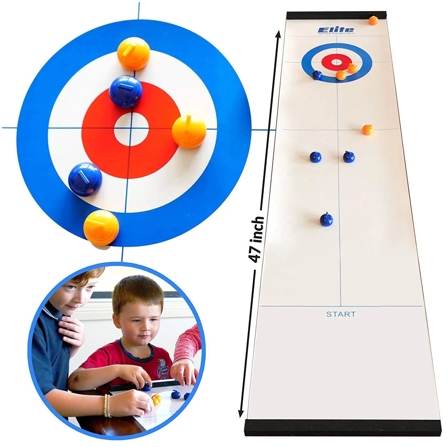 Family Funny Sports Toys Mini Portable Roll up Shuffleboard Pucks Bowling Indoor Tabletop Ice Curling Game Set