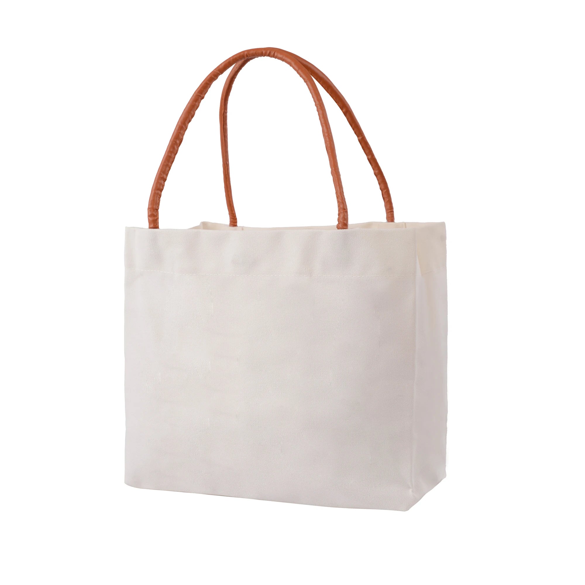 Canvas Tote Bag for Women with Zipper and Leather Handle  1 Pcs Customizabale Logo Handbag Reusable Shopping Tote Bag