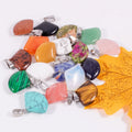 Huiying Chinese semi precious stone pendant necklace healing crystal natural agate sector stone jewelry