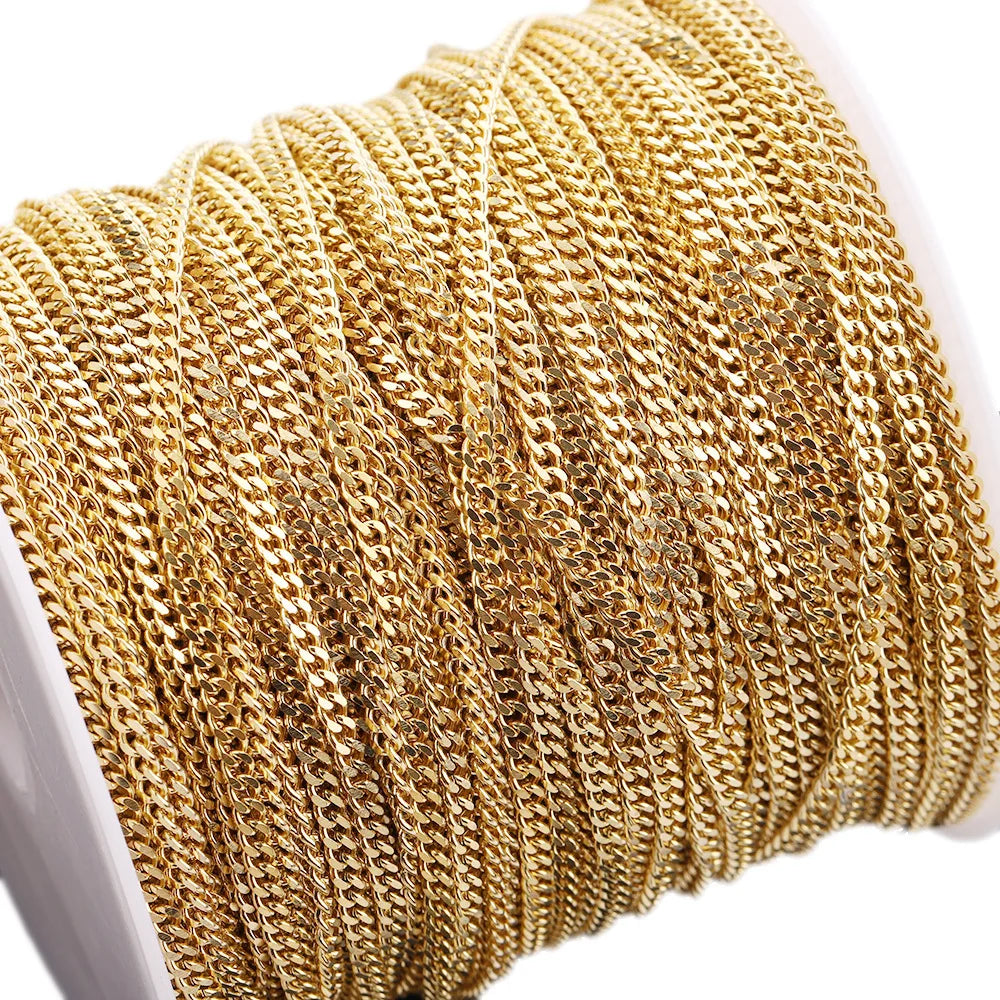Spool Roll by Meter Necklace Fashion Jewelry Body Chains Stainless Steel Silver Gold Meter Chains for Jewelry Making
