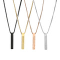 2024 New Wholesale Stainless Steel Long Strip Cube Column Pendant Couple Necklace Fashion Necklace Jewelry Gift for Men Women
