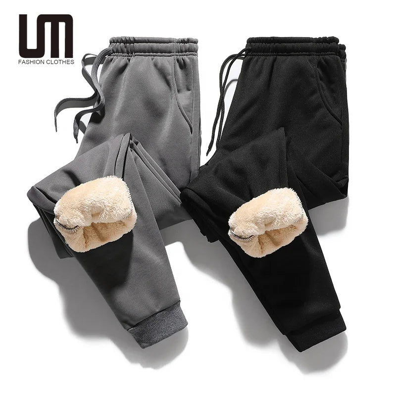 Liu Ming Custom Logo Trending Product Winter Casual Thick Warm Drawstring Sports Elastic Waist Plus Size Pants for Men