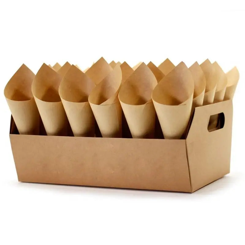 Custom Cardboard Rectangular Portable Packaging Recyclable Insert Tube Kraft Paper Cone with Box Holder