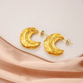 Moon Shape Earrings 18K Gold Plated Statement Stereoscopic Waterproof Stainless Steel Huggie Vintage Chunky Hoop Earring