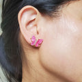 EC1734 Pretty Small Womens 18k Gold Plated Butterfly CZ Micro Paved Resin Acrylic Butterfly Stud Earrings for Women Girls