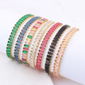 2.5mm Crystal Cubic Zirconia CZ Rainbow Tennis Bracelet Adjustable Rectangle Emerald Cut Moissanite Tennis Bracelet 18k Gold