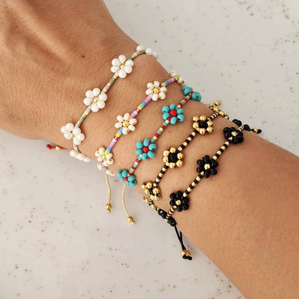 Go2boho Daisy Flower Beaded Bracelet Women Handmade Friendship Bohemia Gift Multicolor Fashion Jewelry Miyuki Seed Bead Bracelet