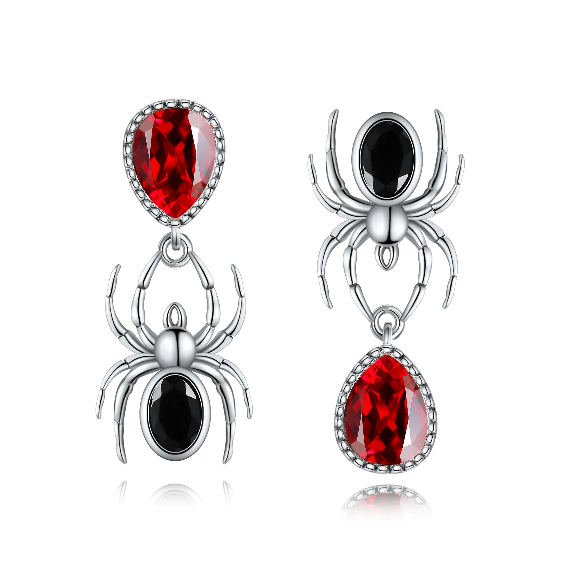 Hot Sale Gothic Jewelry 925 Sterling Silver Crystal Spider Drop Earrings for Women