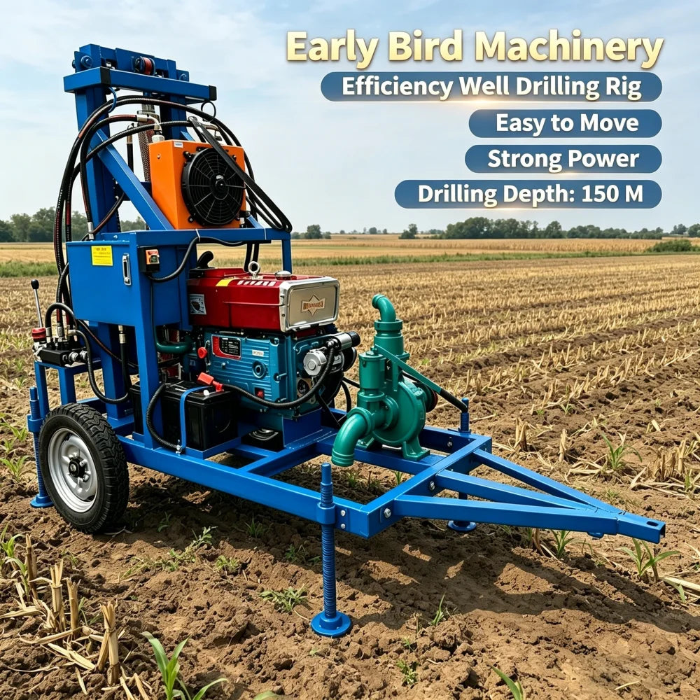 Hot Selling 100m 150m Portable Water Well Drill Rig Machinery Borehole Drilling Machine Deep Well Drilling Rig
