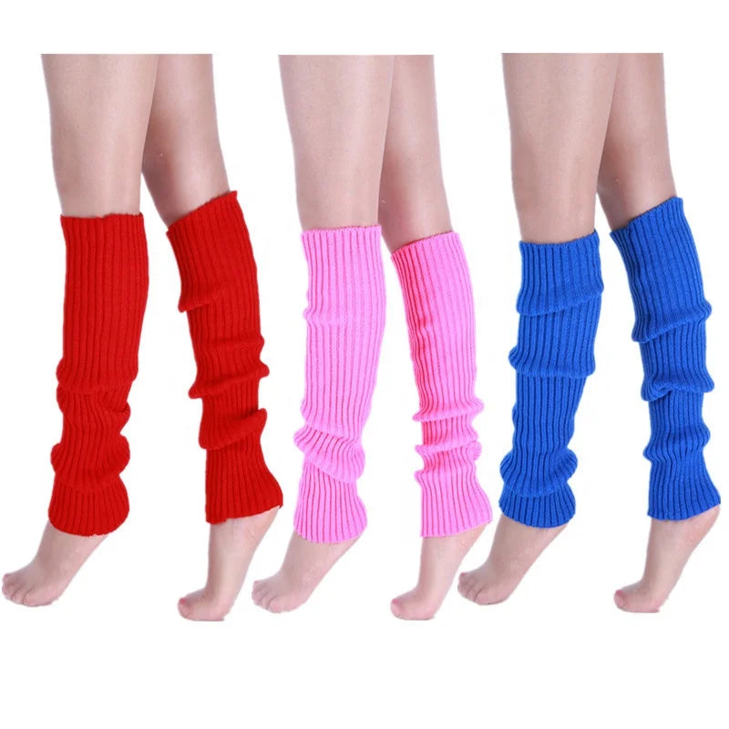 Wholesale Neon Solid Color Ribbed Knit Ballet Dance Party Thigh High Leg Warmers for Women