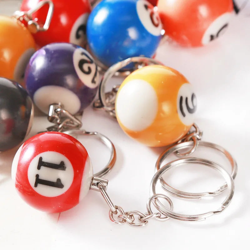 Creative 25mm Mix Color Mini Billiards Shaped Keyring Colorful Billiards Pendant Small Ball Keychain Creative Hanging Decoration