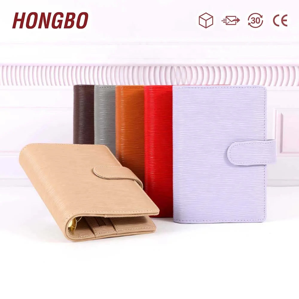 Etsy Best Seller 27 Color Saffiano Epi Leather A6 Ring Binder Organizer with 8 Pouches Zipper Document Folder