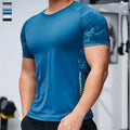 Summer Thin Running Gym Men Spandex Ice Silk Shirt Tees Elastic Fit Sports Training Fitness Quick Dry  T Shirt