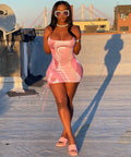 High Quality Stretch Tight Mini Dress Breathable Autumn Casual Dress Club Party Women Halter Side Drawstring Dress