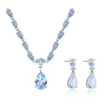 C7788 Abiding High End Designer Style Luxury 925 Sterling Silver Natural Sky Blue Topaz Necklace Earrings Jewelry Sets