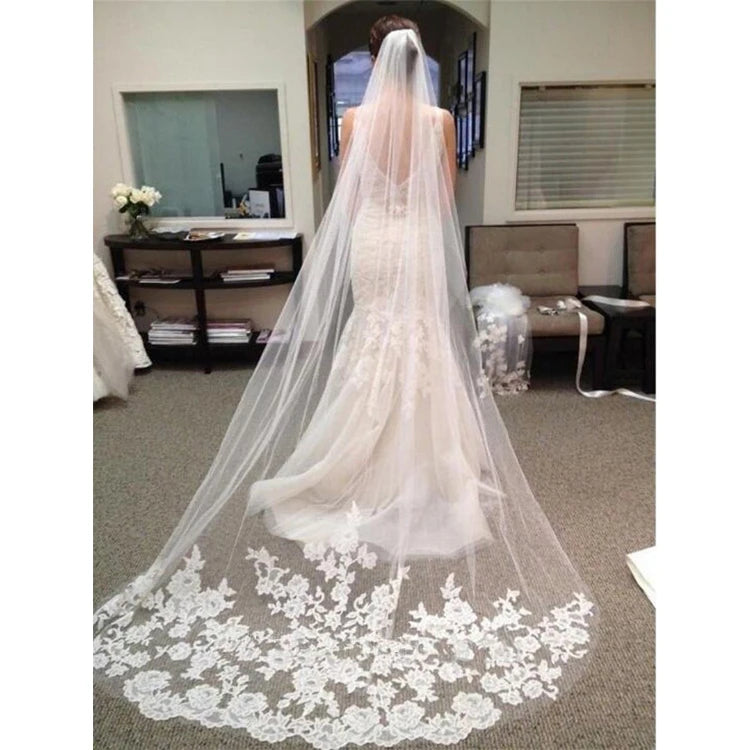 GENYA White High-quality Wedding Veils 3m Long Accessories Bridal Tulle Veils with Comb Veils