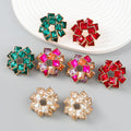2025 New Arrival Fashion Accessories  Color Diamond Multi Layer Square Rhinestone Windmill Shaped Alloy Diamond Earrings Women