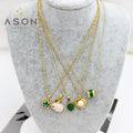 Ason 18K Gold Plated Stainless Steel Gemstone Jewelry Man Pendant Necklace Star Pendant Fashion Jewelry Necklaces for Women Men
