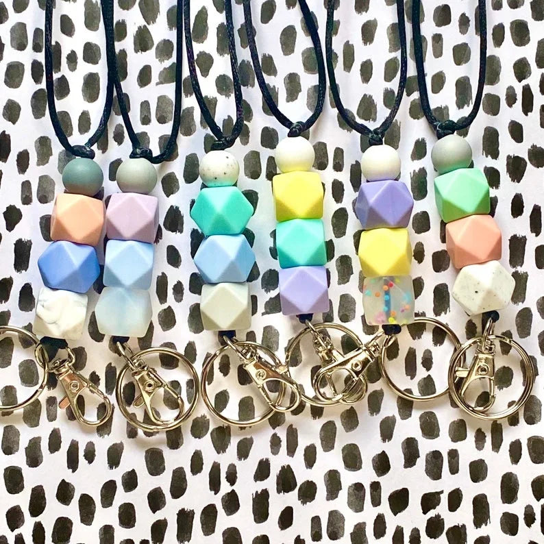 Fashion Silicone Bead Lanyard Keys ID Badge Teacher Nurse Student Gift ID Badge Silicone Lanyard