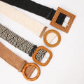 Environmental Protection Bamboo Belt Straw Wide Simple Belt  Round Waist Buckle Elastic Woven Elastic Dress Waist Seal