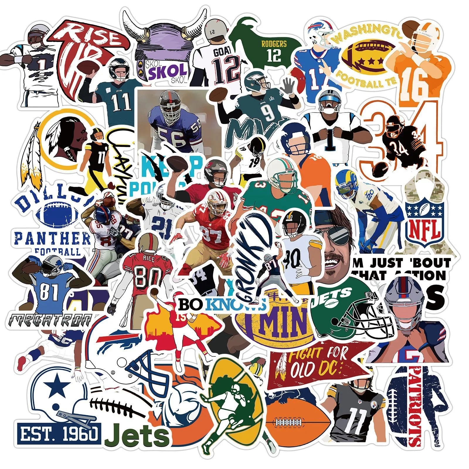 50Pcs America Football Rugby Union Soccer Sport Graffiti Sticker Bottle Cup Luggage Laptop Car Bike Decor Label Stickers