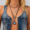 4Pcs/Set Trendy Stacked Sun/Tree/Eye/Star Multi Pendants Necklace for Women Vintage Lady Rope Choker Fashion Jewelry Accessories