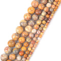 AsVrai U 4/6/8/10/12mm Natural Crazy Agate Stone Beads Round Loose Charms Beads for Jewelry Making Findings DIY Bracelet Crafts
