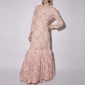 Temperamental Elegant Lady-style Long Dress 2024 Autumn New Round Neck Embroidered Flower Long Sleeve Ruffle Dress for Women