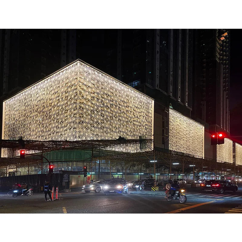 Aluminium Cladding Curtain Wall Outdoor Perforated Screen Custom Building Facade Cladding System