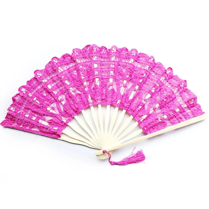 White Lace Lady Bridesmaids Princess Court Bulk Hand Fans Custom Printed Folding