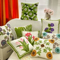 Modern Minimalist Green Botanical Garden Pillowcase Floral Tulip Embroidery Pillow Cover Living Room Sofa Decorative Pillowcase
