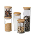 6.5*15cm/450ml Round Airtight Country Style Kitchen Glass Spice Container Storage Jars with Bamboo Lids