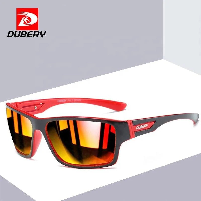 DUBERY Official 2026 Top 10 Sport Sunglasses for Men UV Protected Black D2071 with Blue Transparent Red Yellow Frames
